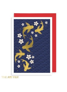 Поздравителна картичка "Риби кои и сакура"